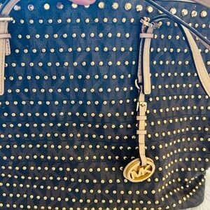 Michael Kors Black Tote with Gold Studs